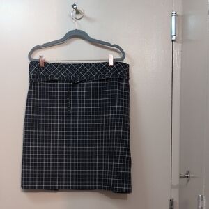 EUC LOFT Blue, Light Blue and White Grid Skirt, size 14
